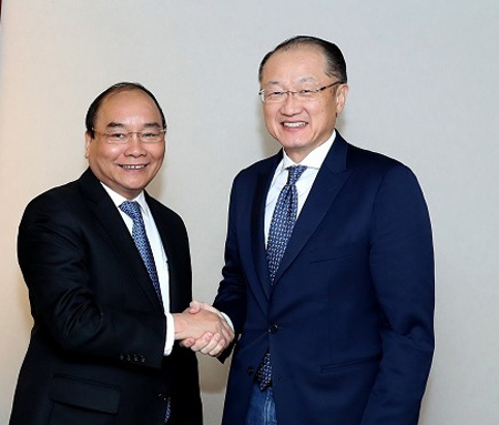 Thủ tướng Nguyễn Xuân Phúc tiếp Chủ tịch WB Jim Yong Kim.